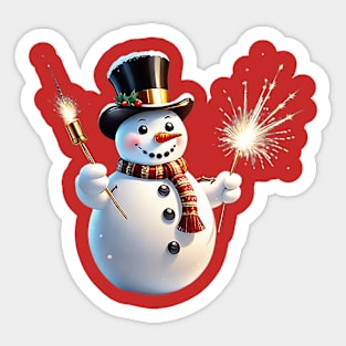 SNOWMAN AND SPARKLER Sticker